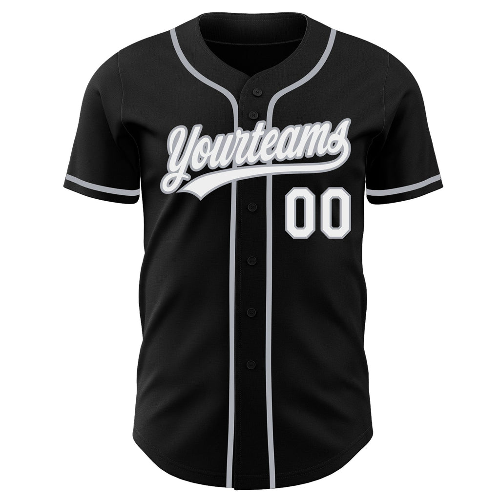 Custom Black White-Gray Authentic Baseball Jersey