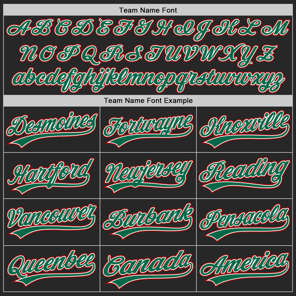 Custom Black Kelly Green White-Red Authentic Baseball Jersey