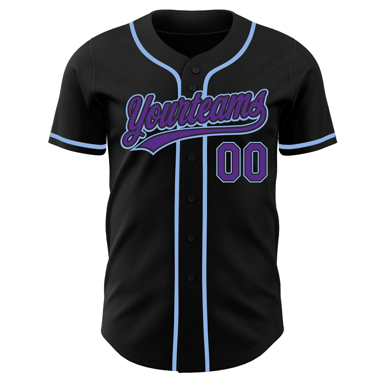 Custom Black Purple-Light Blue Authentic Baseball Jersey