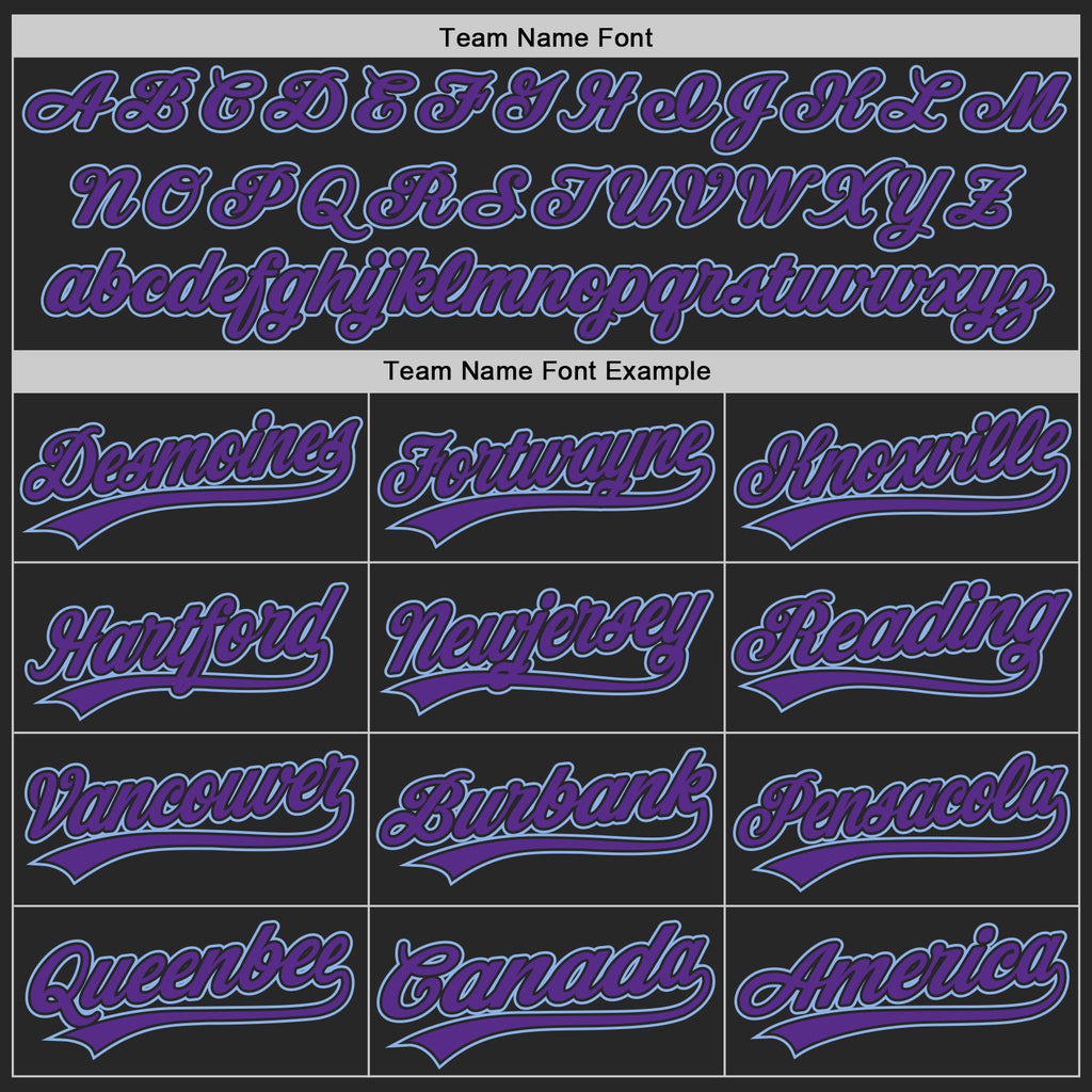 Custom Black Purple-Light Blue Authentic Baseball Jersey