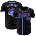 Custom Black Purple-Light Blue Authentic Baseball Jersey
