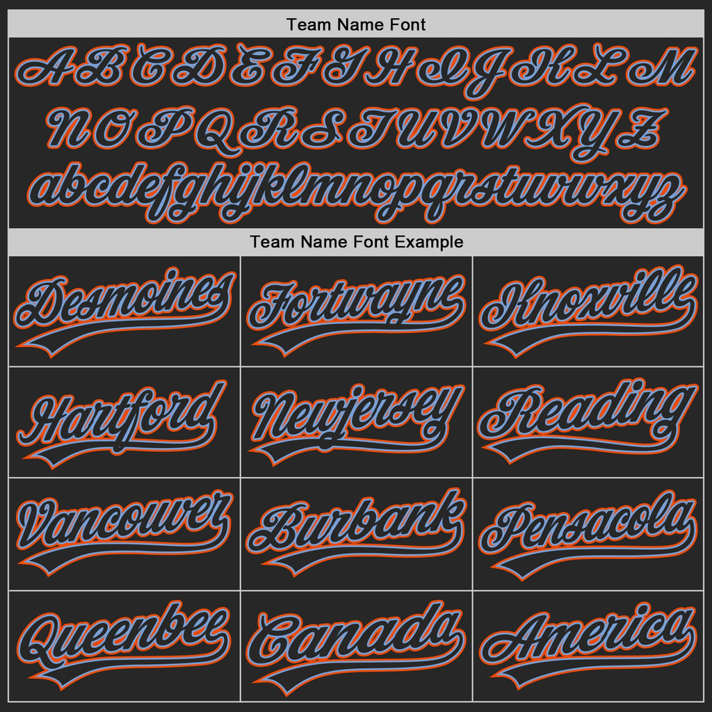 Custom Black Powder Blue-Orange Authentic Baseball Jersey