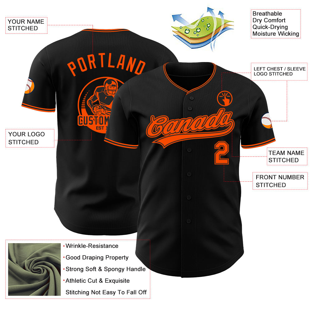 Custom Black-Orange Authentic Baseball Jersey
