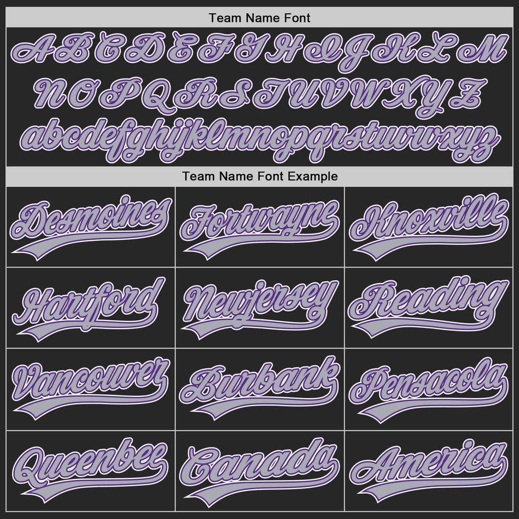 Custom Black Gray Purple-White Authentic Baseball Jersey