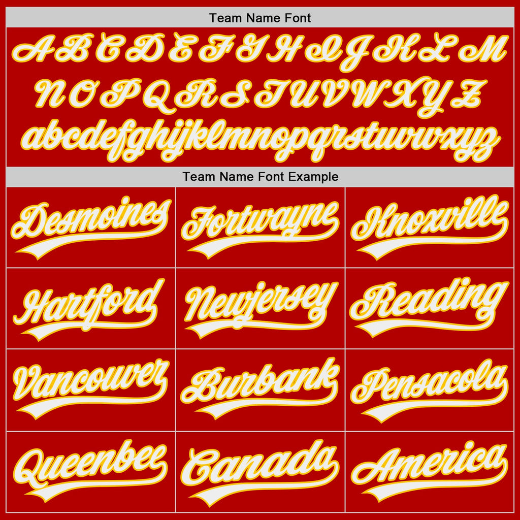 Custom Red White-Yellow Authentic Baseball Jersey