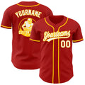 Custom Red White-Yellow Authentic Baseball Jersey