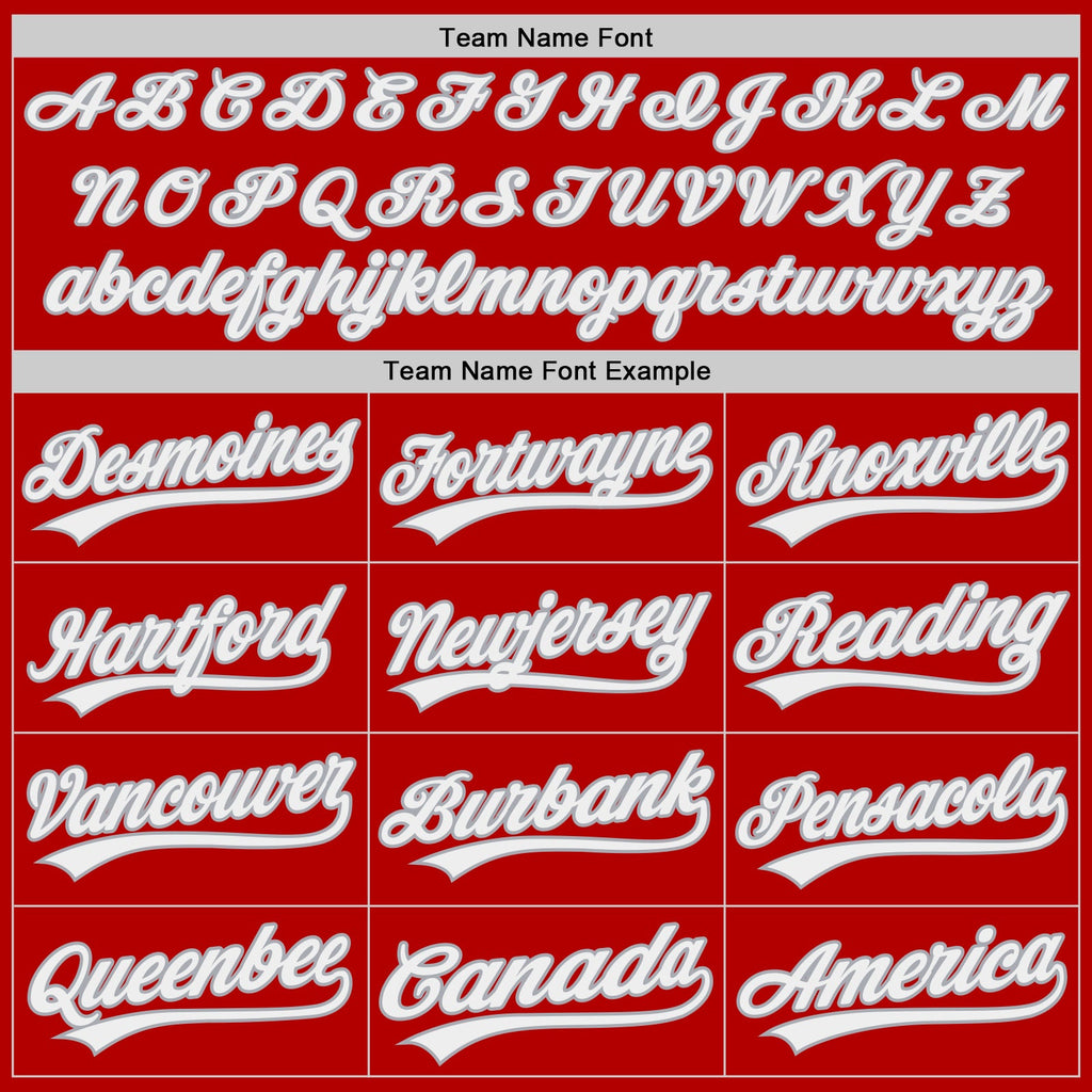 Custom Red White-Gray Authentic Baseball Jersey