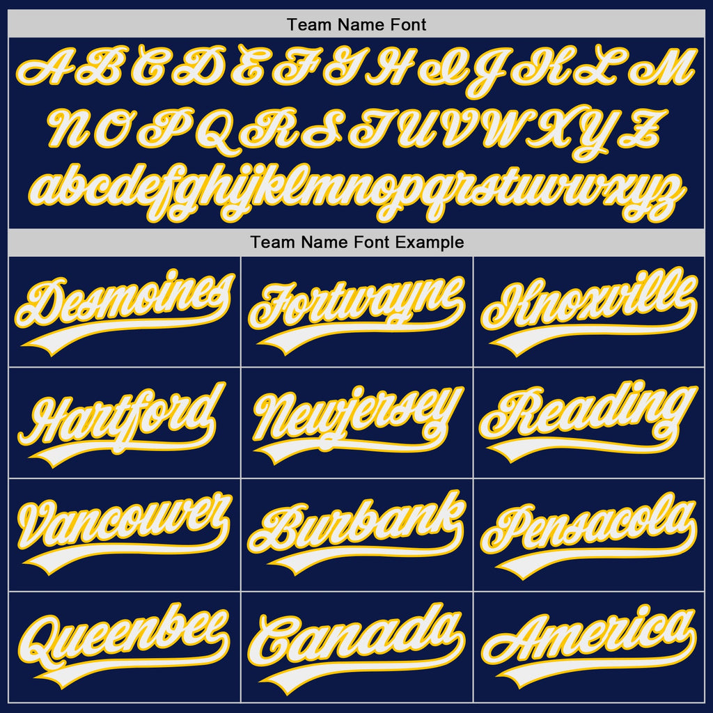 Custom Navy White-Yellow Authentic Baseball Jersey