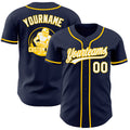 Custom Navy White-Yellow Authentic Baseball Jersey