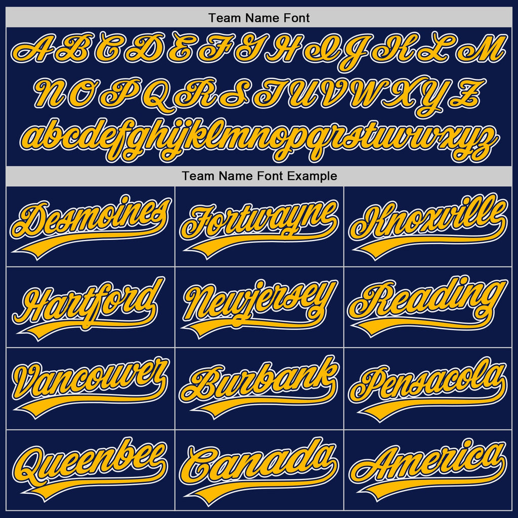 Custom Navy Gold-White Authentic Baseball Jersey