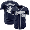 Custom Navy Gray-White Authentic Baseball Jersey