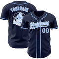 Custom Navy Light Blue-White Authentic Baseball Jersey