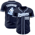 Custom Navy White-Light Blue Authentic Baseball Jersey