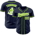 Custom Navy Neon Green-White Authentic Baseball Jersey