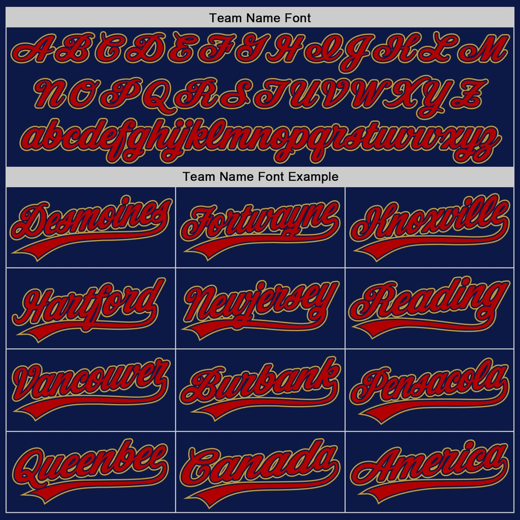 Custom Navy Red-Old Gold Authentic Baseball Jersey