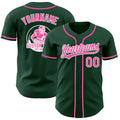 Custom Green Pink-White Authentic Baseball Jersey