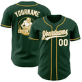 Custom Green White-Old Gold Authentic Baseball Jersey
