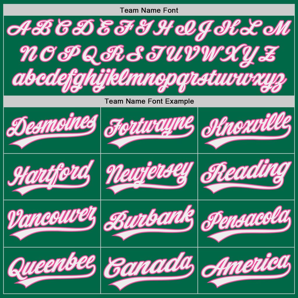 Custom Kelly Green White-Pink Authentic Baseball Jersey