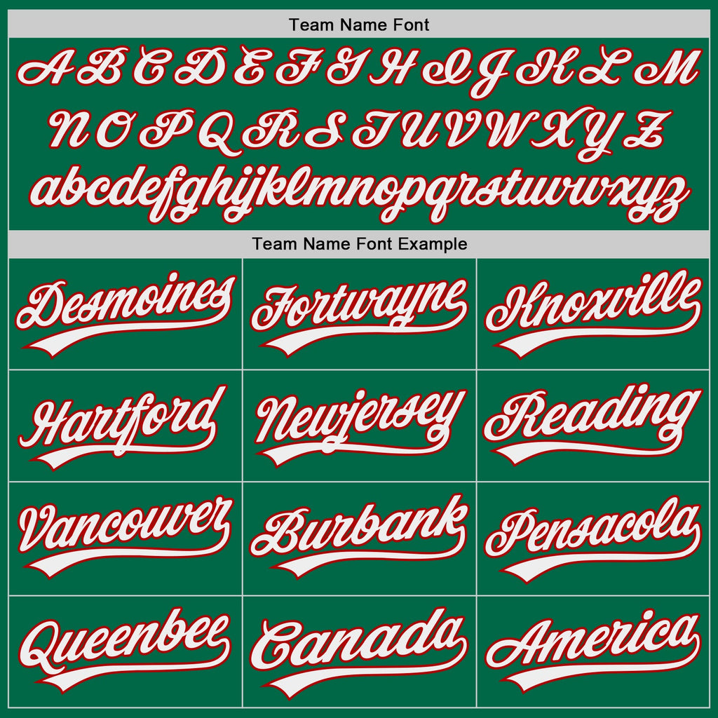 Custom Kelly Green White-Red Authentic Baseball Jersey