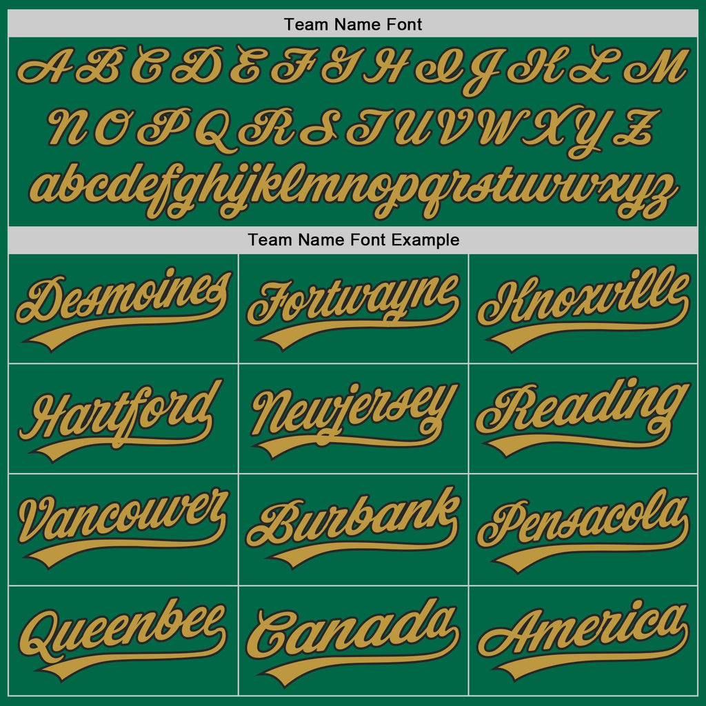 Custom Kelly Green Old Gold-Black Authentic Baseball Jersey