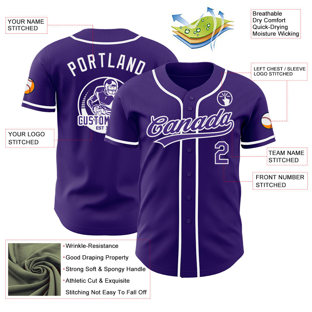 Custom Purple-White Authentic Baseball Jersey