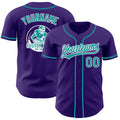Custom Purple Teal-White Authentic Baseball Jersey