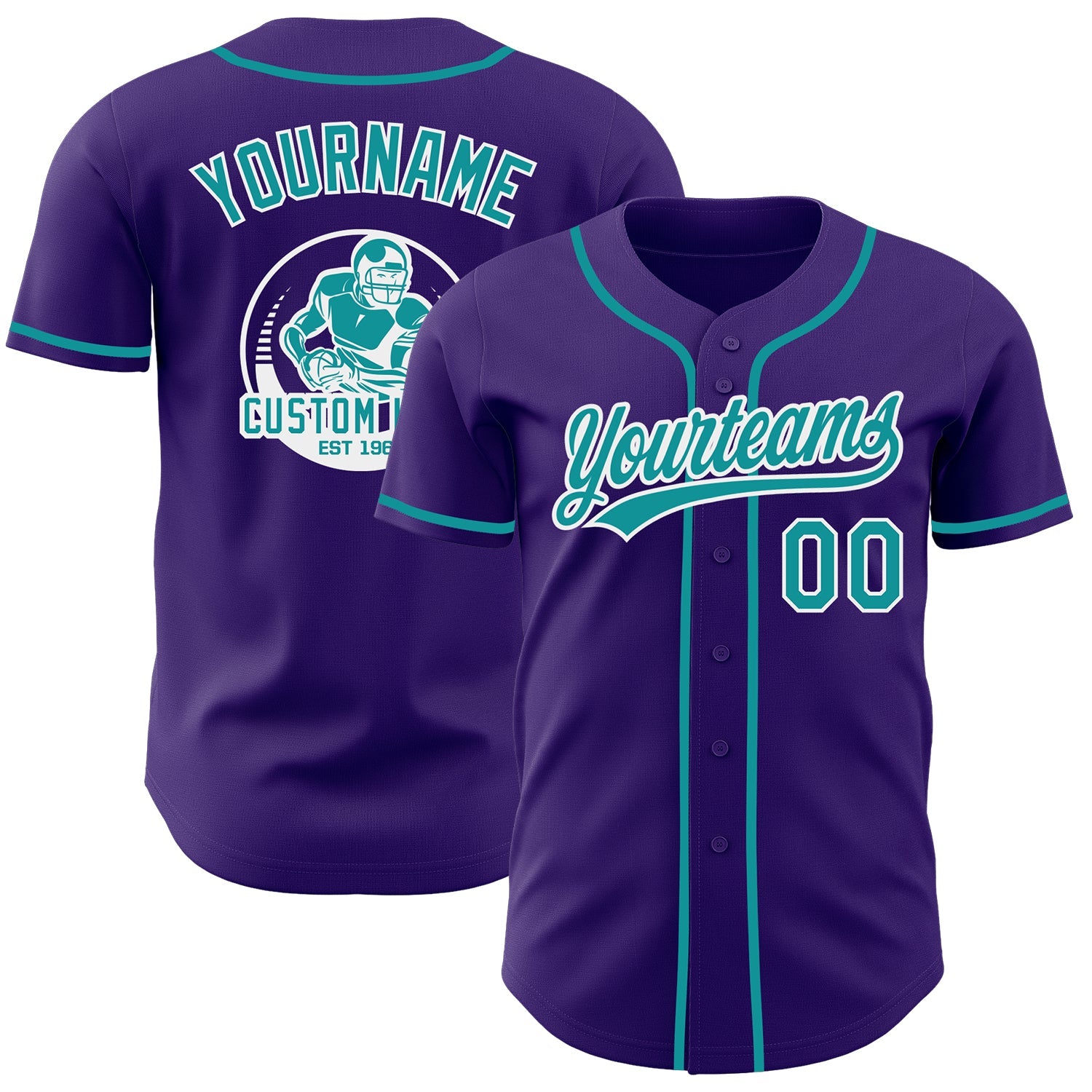 Custom Purple Teal-White Authentic Baseball Jersey