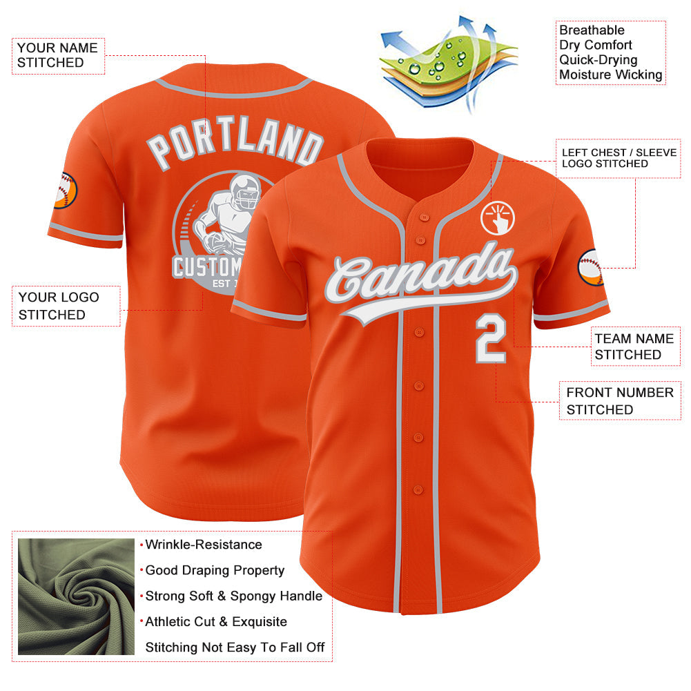 Custom Orange White-Gray Authentic Baseball Jersey