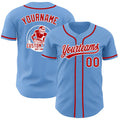 Custom Light Blue Red-White Authentic Baseball Jersey