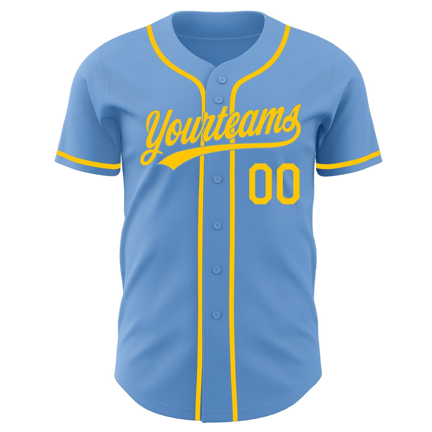 Custom Light Blue-Yellow Authentic Baseball Jersey
