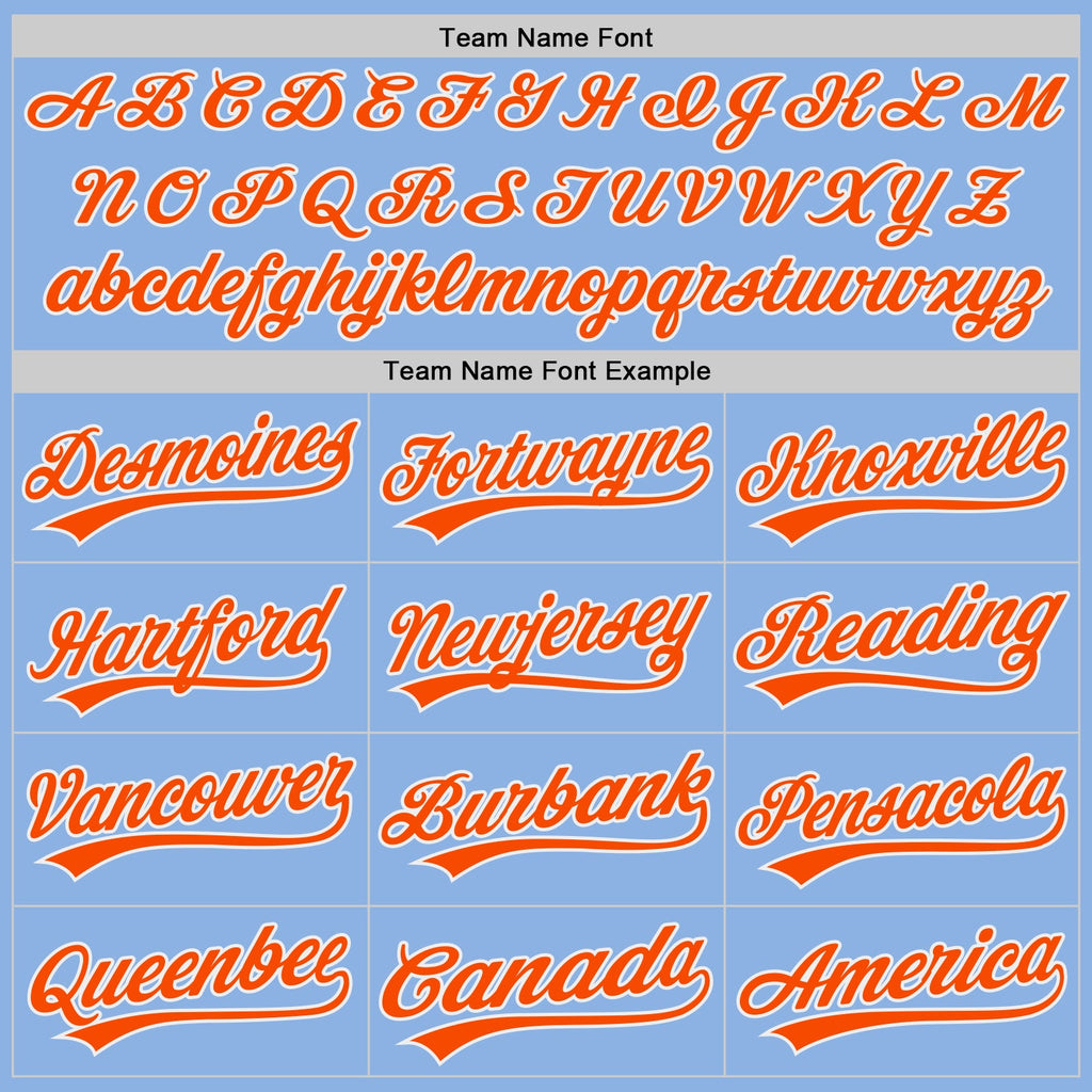 Custom Light Blue Orange-White Authentic Baseball Jersey