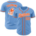 Custom Light Blue Orange-White Authentic Baseball Jersey