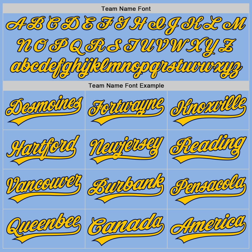 Custom Light Blue Navy-Yellow Authentic Baseball Jersey