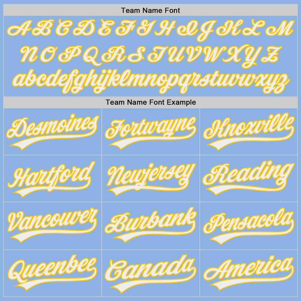 Custom Light Blue White-Yellow Authentic Baseball Jersey