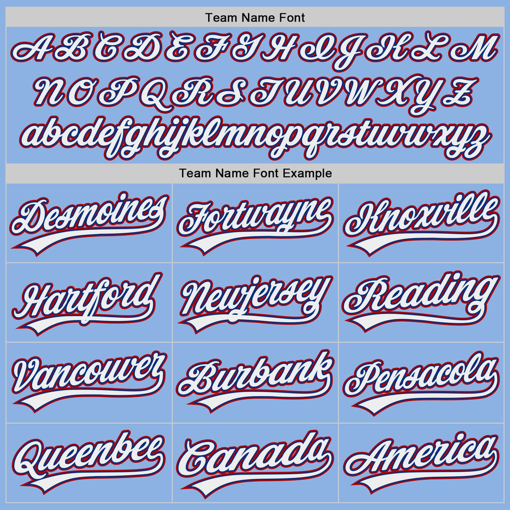 Custom Light Blue White Royal-Red Authentic Baseball Jersey