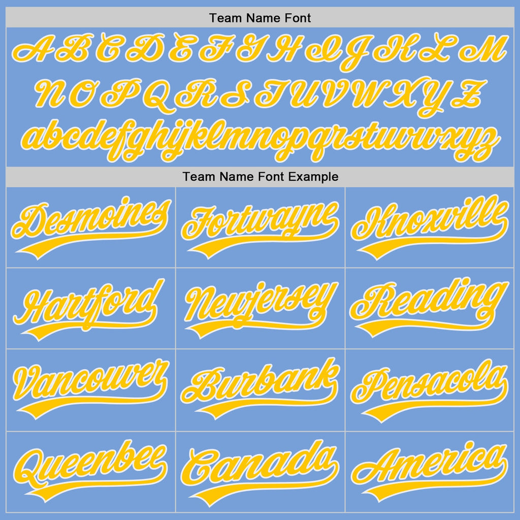 Custom Powder Blue Yellow-White Authentic Baseball Jersey