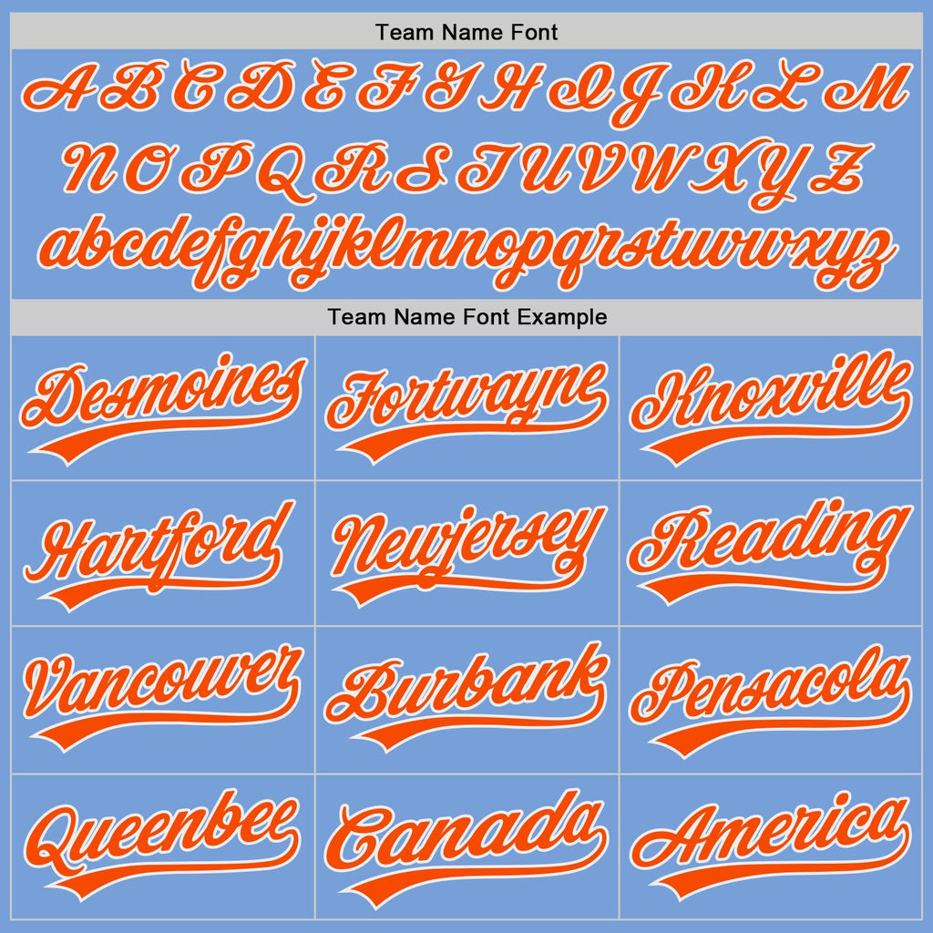 Custom Powder Blue Orange-White Authentic Baseball Jersey