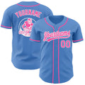 Custom Powder Blue Pink-White Authentic Baseball Jersey