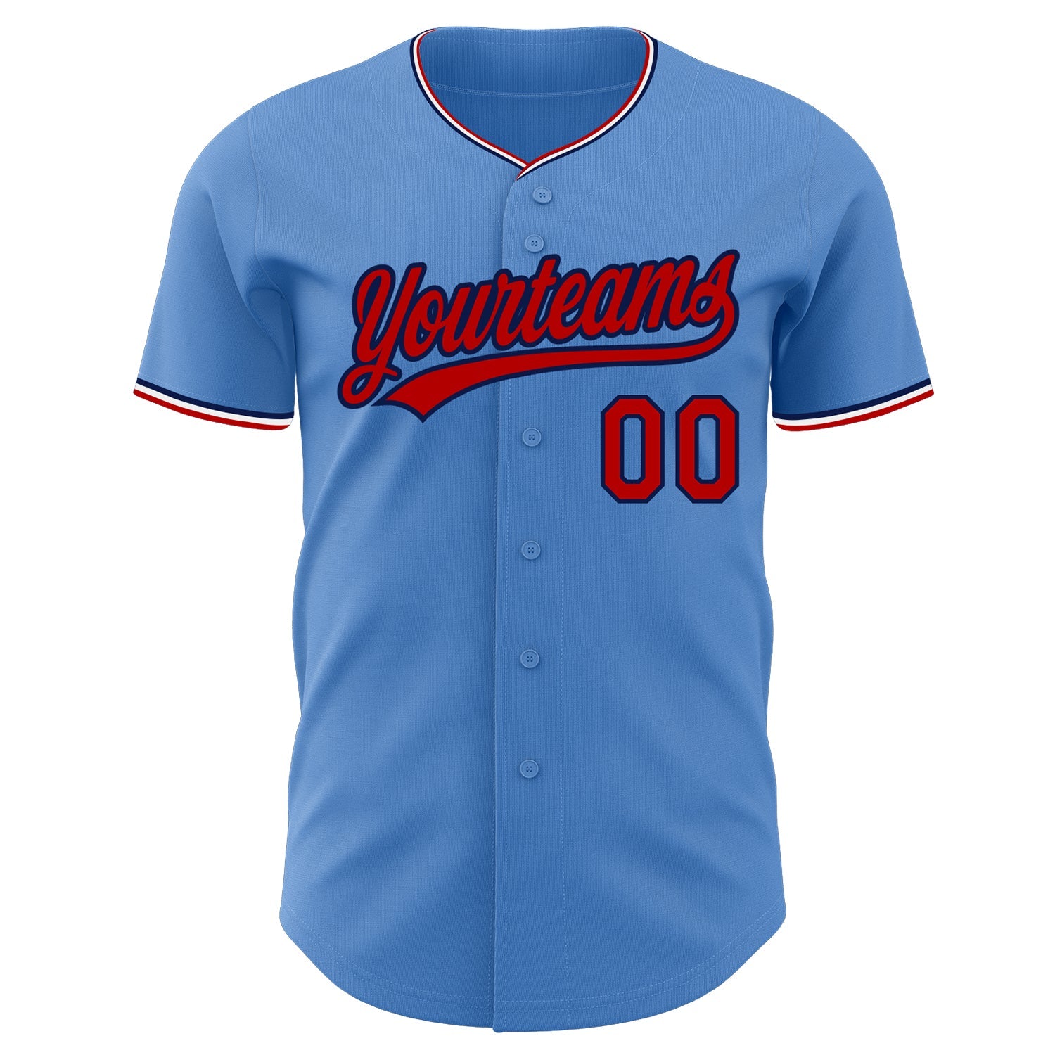 Custom Powder Blue Red Navy-White Authentic Baseball Jersey