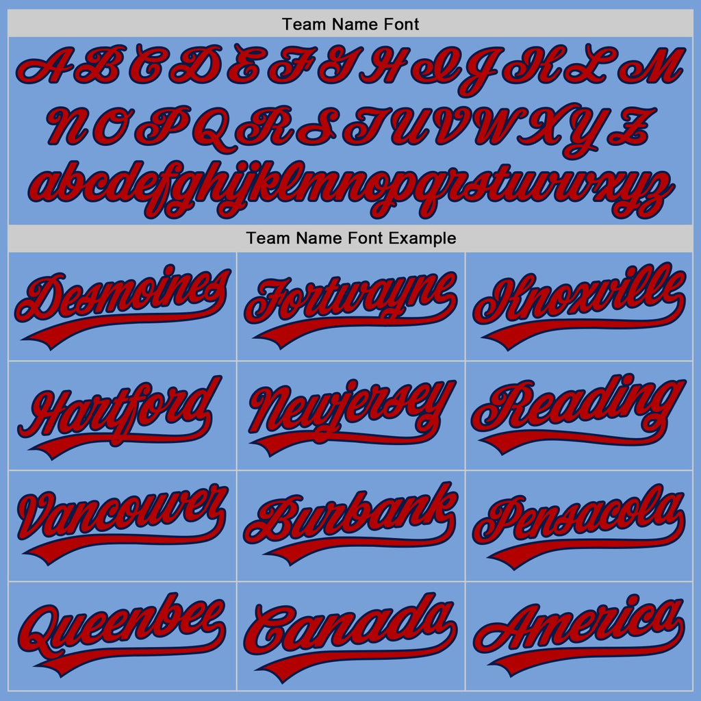 Custom Powder Blue Red Navy-White Authentic Baseball Jersey