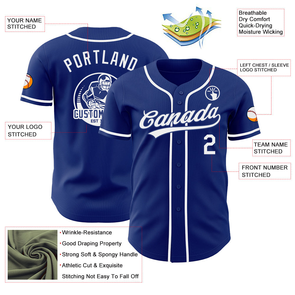 Custom Royal-White Authentic Baseball Jersey