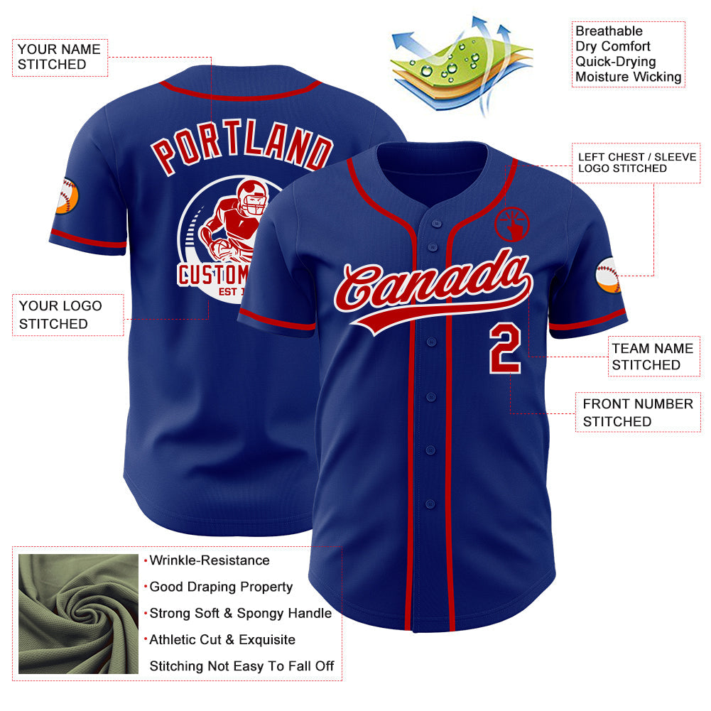 Custom Royal Red-White Authentic Baseball Jersey
