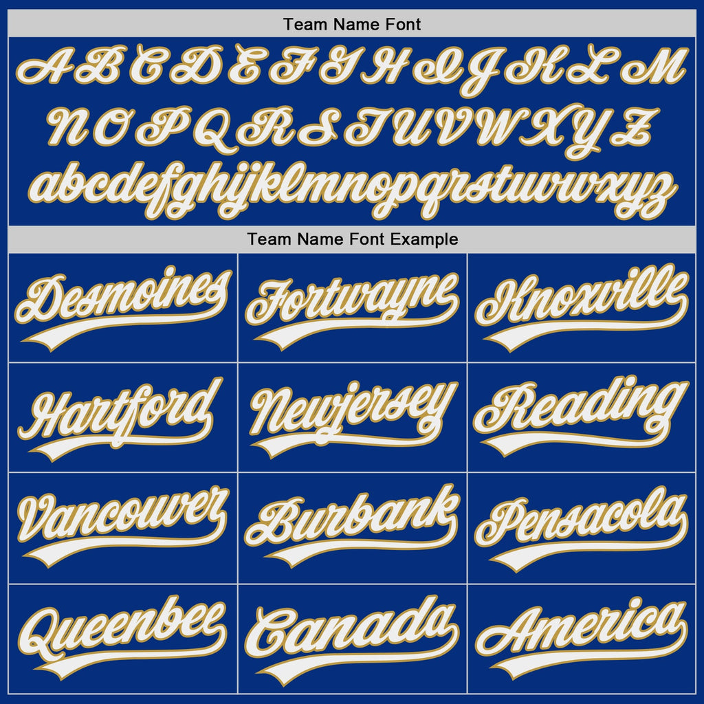 Custom Royal White-Old Gold Authentic Baseball Jersey