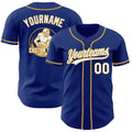 Custom Royal White-Old Gold Authentic Baseball Jersey