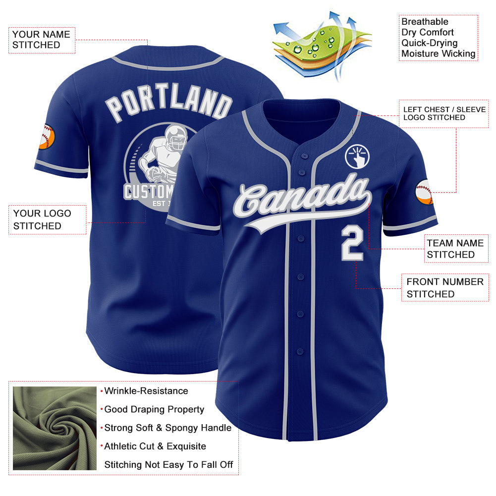 Custom Royal White-Gray Authentic Baseball Jersey
