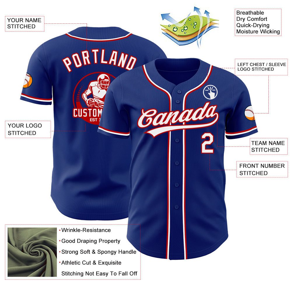 Custom Royal White-Red Authentic Baseball Jersey
