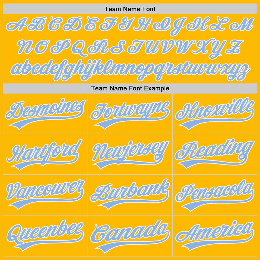 Custom Gold Light Blue-White Authentic Baseball Jersey