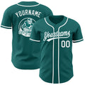 Custom Teal-White Authentic Baseball Jersey