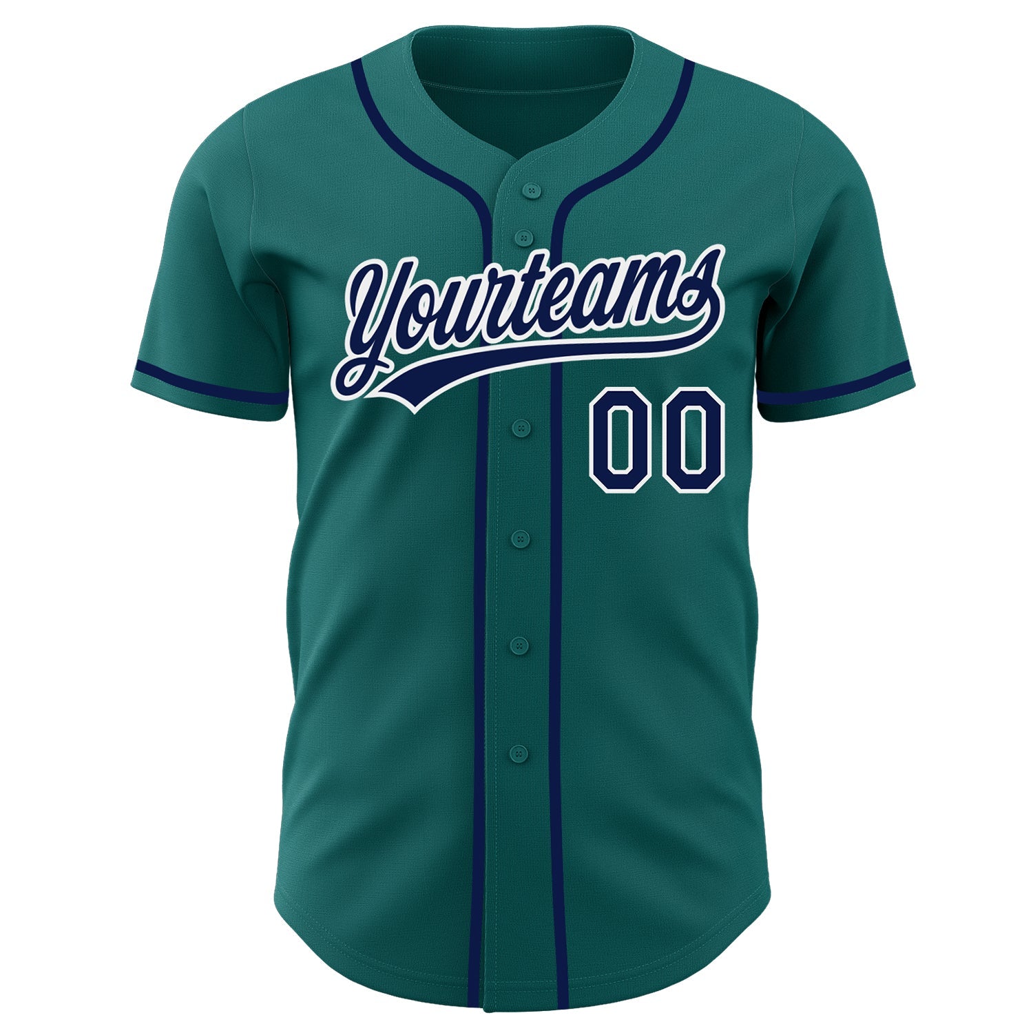Custom Teal Navy-White Authentic Baseball Jersey