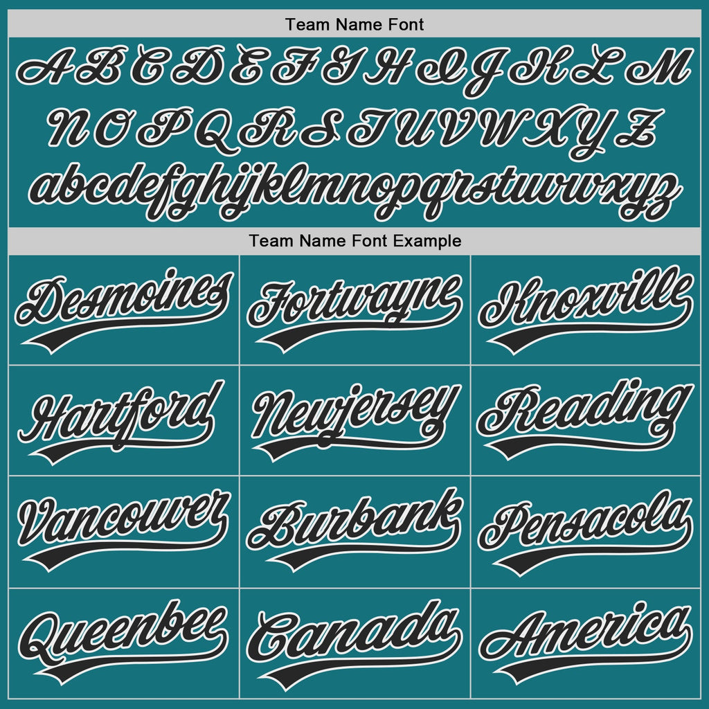 Custom Teal Black-White Authentic Baseball Jersey